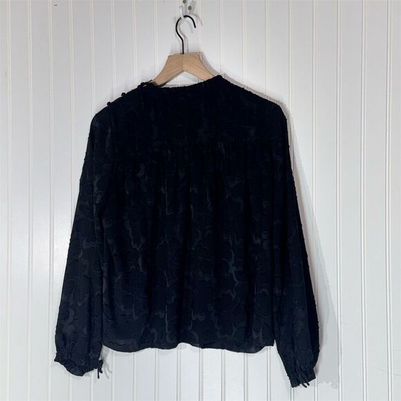 Wilfred by Aritzia Black Textured Floral Blouse S Romantic Goth Cottagecore Top - Picture 3 of 10